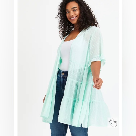torrid Tops - NEW Torrid Green CLIP DOT RUFFLE KIMONO SIZE 1 plus size